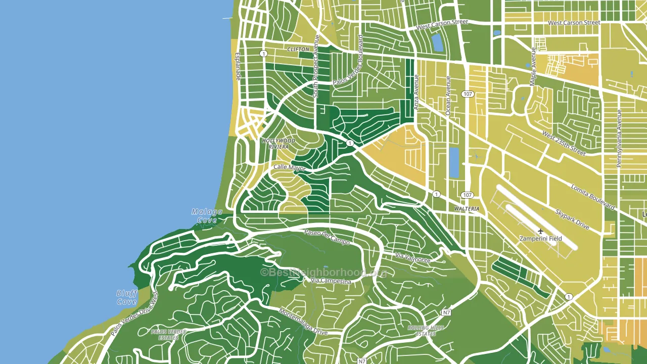 Hollywood Riviera, Redondo Beach, CA block-group voter-turnout map