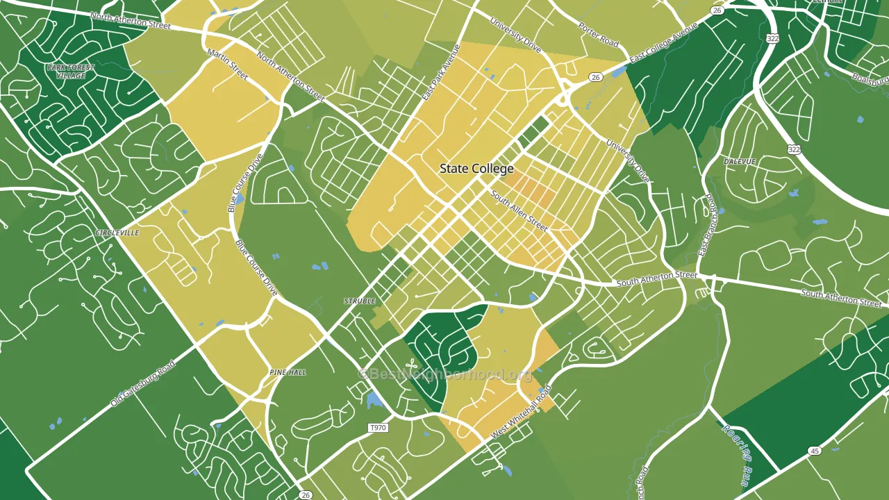 Holmes-Foster Historic District, State College, PA block-group voter-turnout map