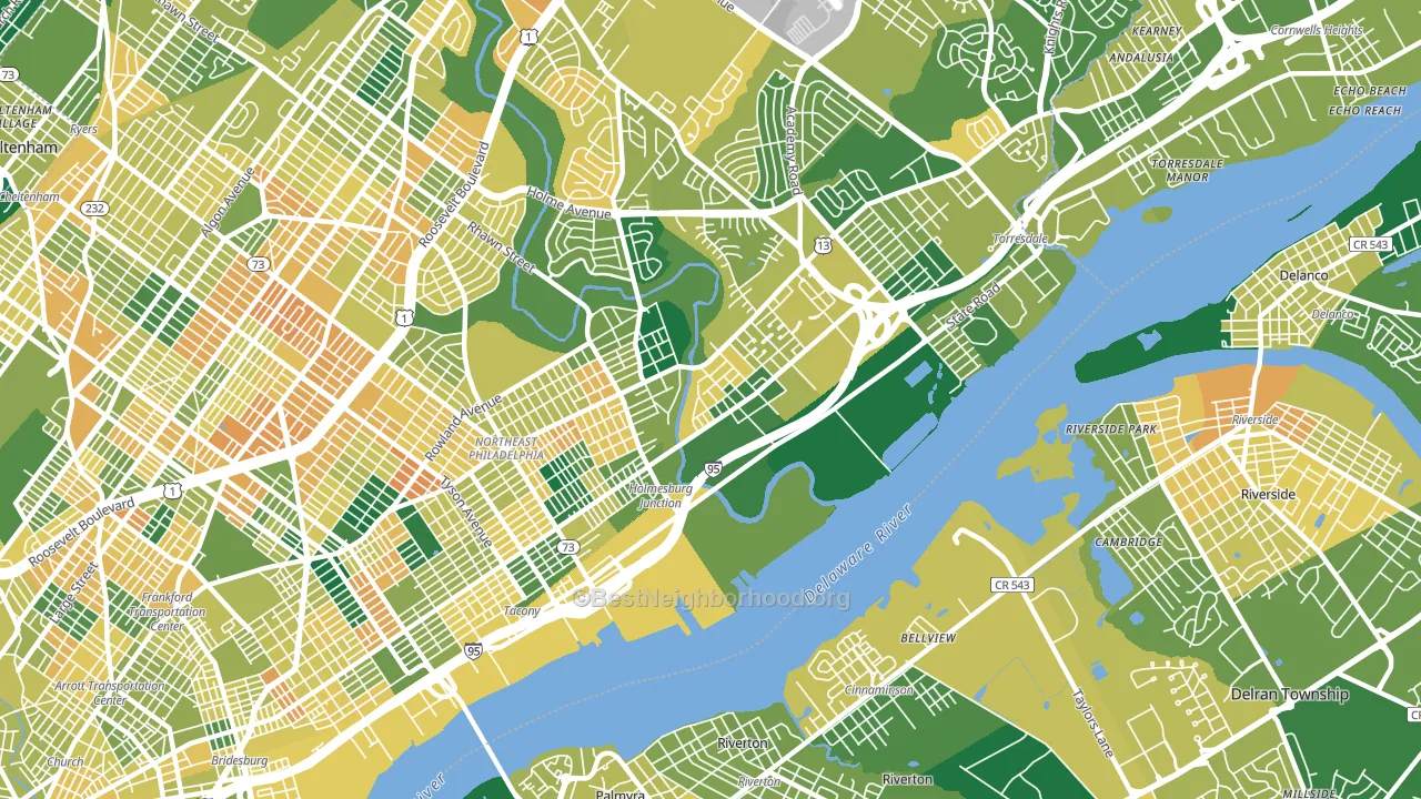 Holmesburg, Philadelphia, PA block-group voter-turnout map