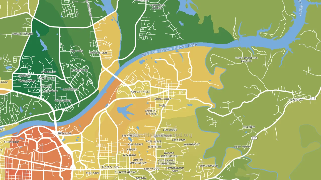 Holt, AL block-group voter-turnout map