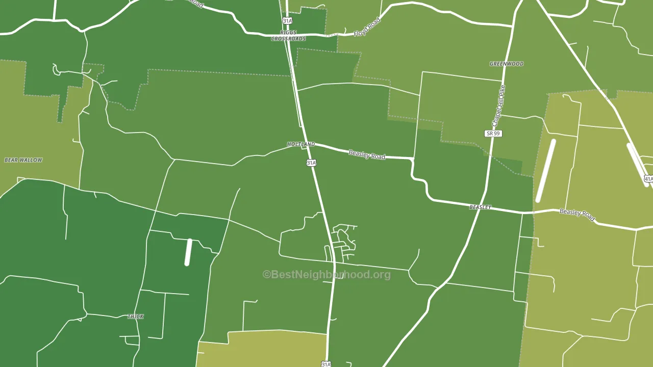 Holts Corner, TN block-group voter-turnout map