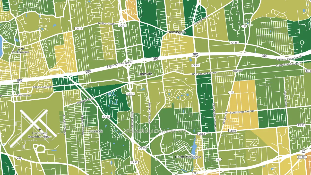 Holtsville, NY block-group voter-turnout map