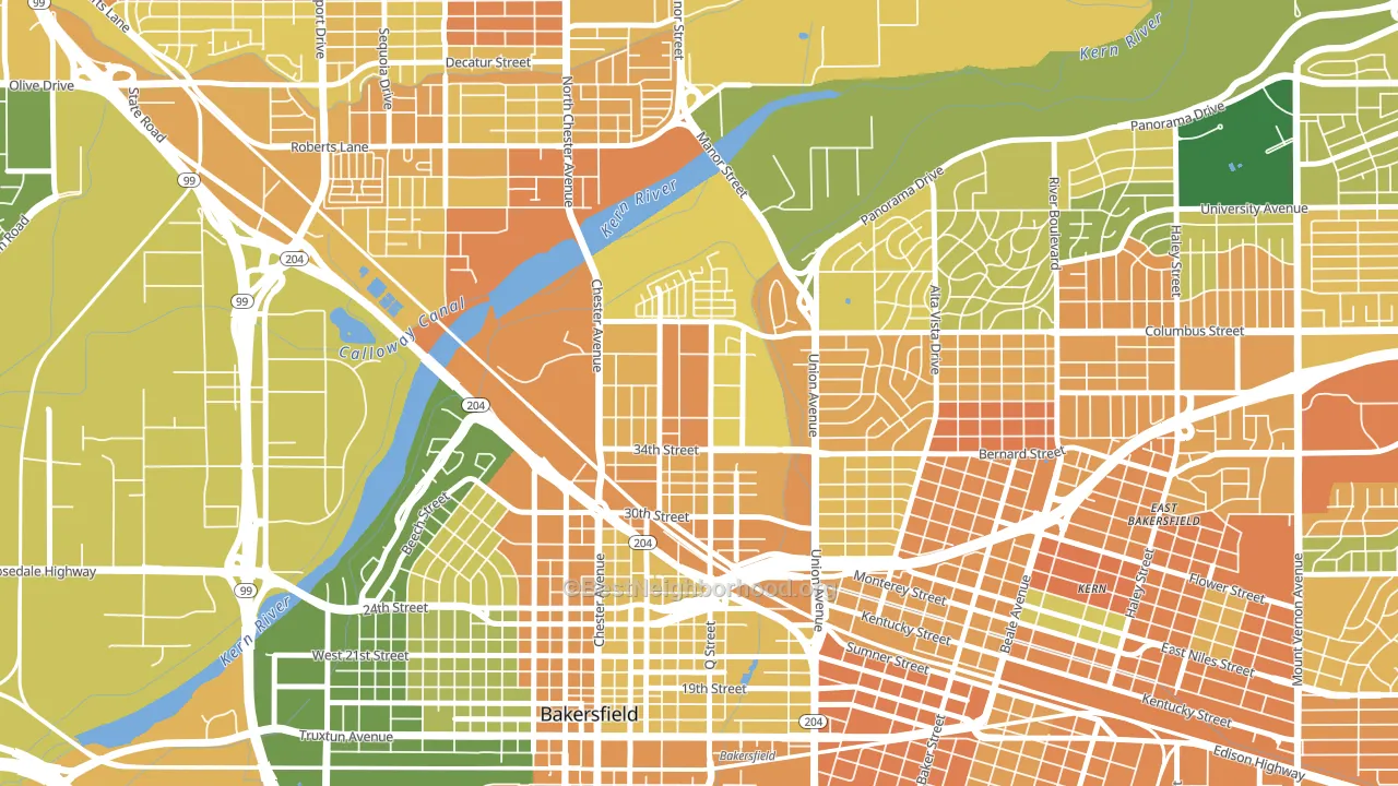 Homaker Park, Bakersfield, CA block-group voter-turnout map