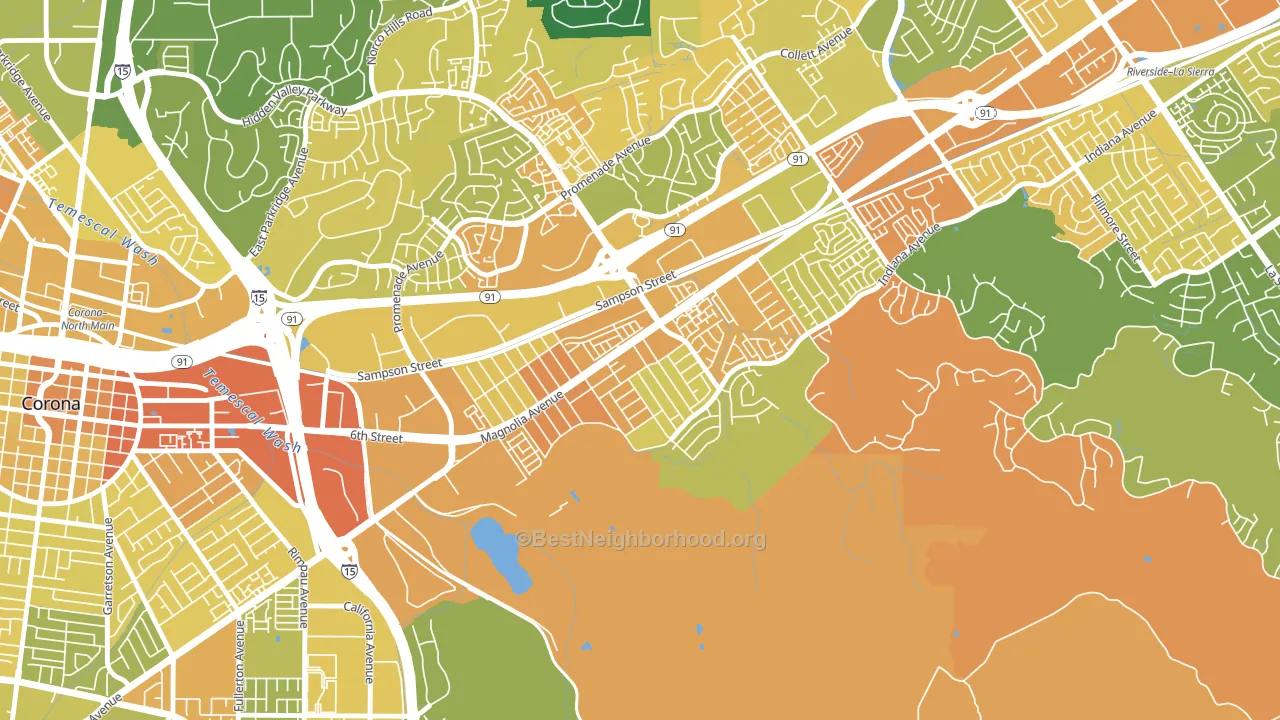 Home Gardens, Corona, CA block-group voter-turnout map