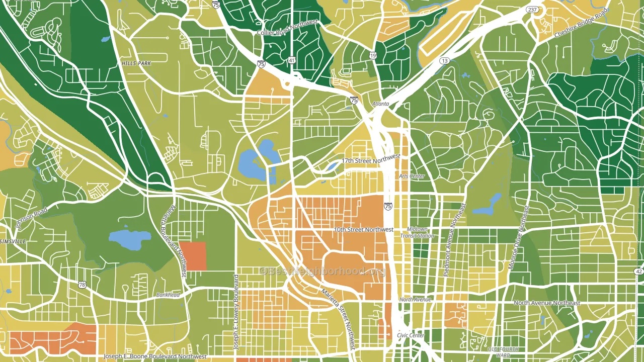 Home Park, Atlanta, GA block-group voter-turnout map