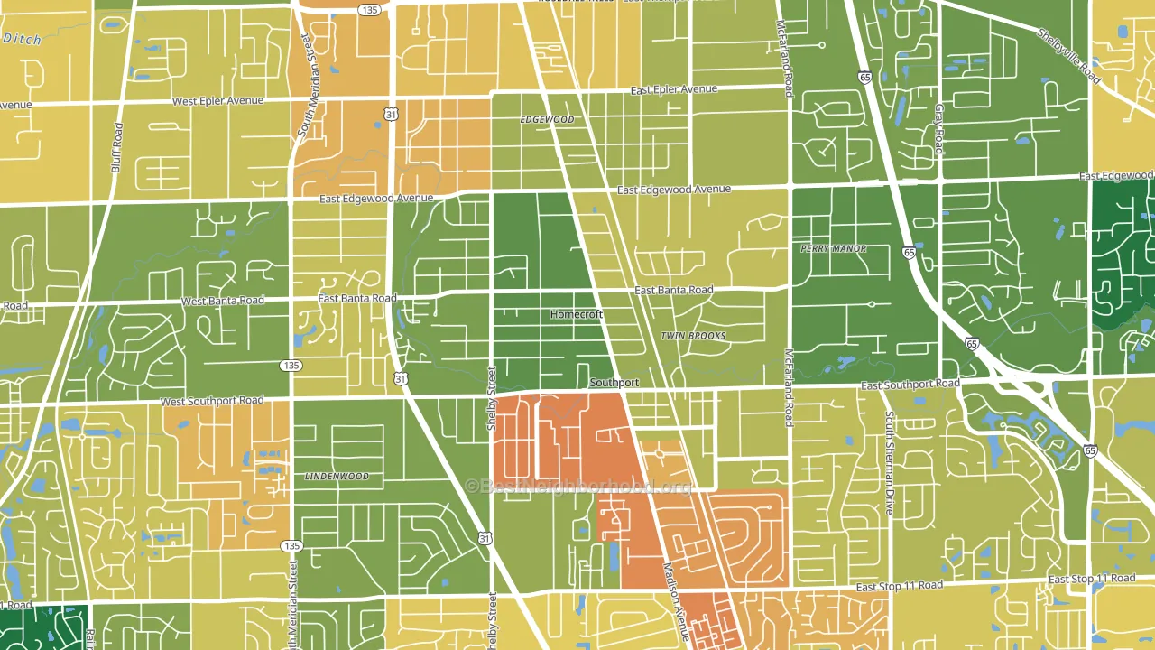 Homecroft, IN block-group voter-turnout map