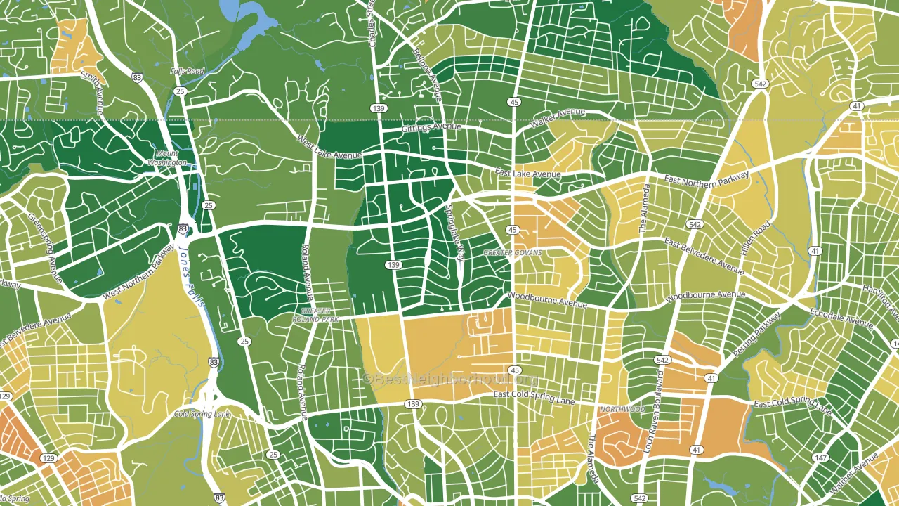 Homeland, Baltimore, MD block-group voter-turnout map