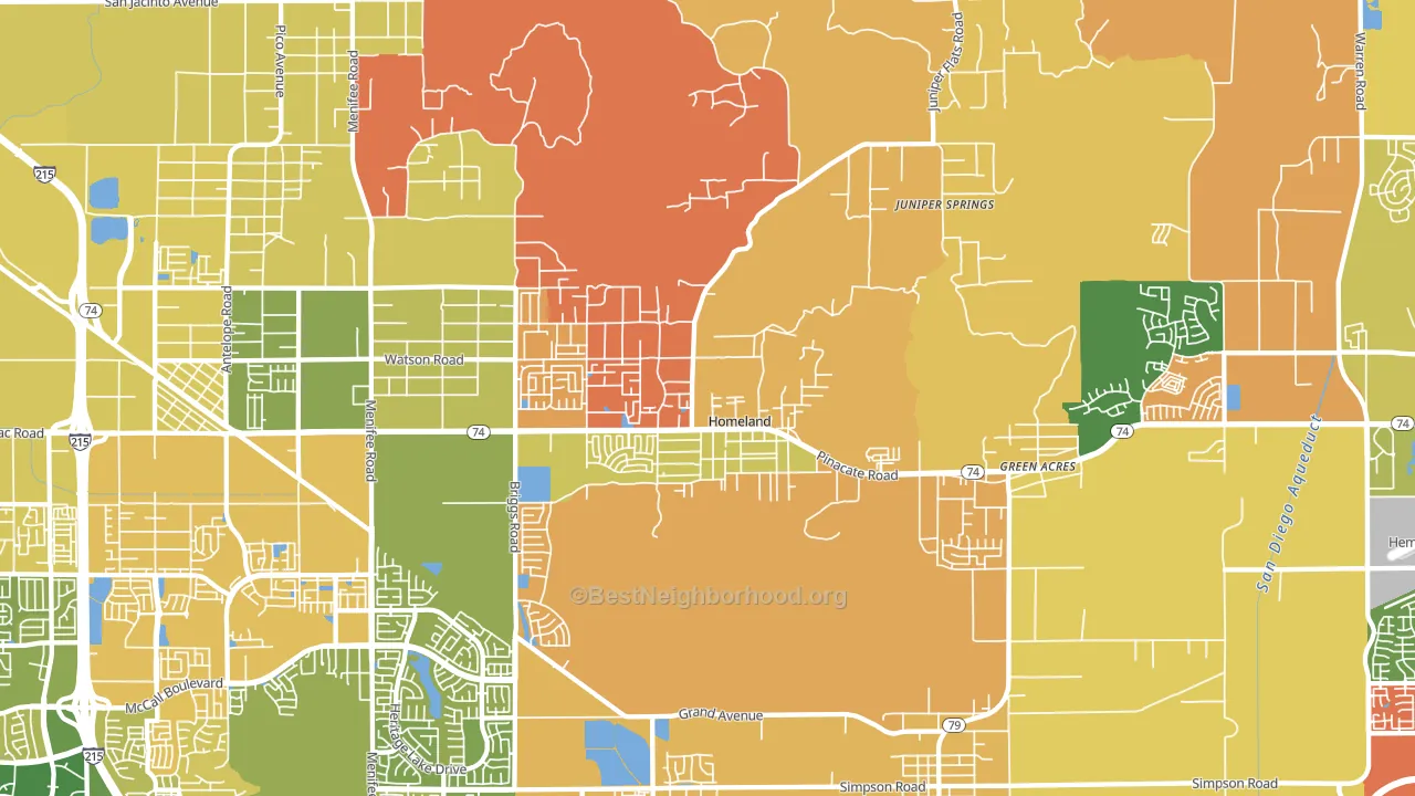 Homeland, CA block-group voter-turnout map