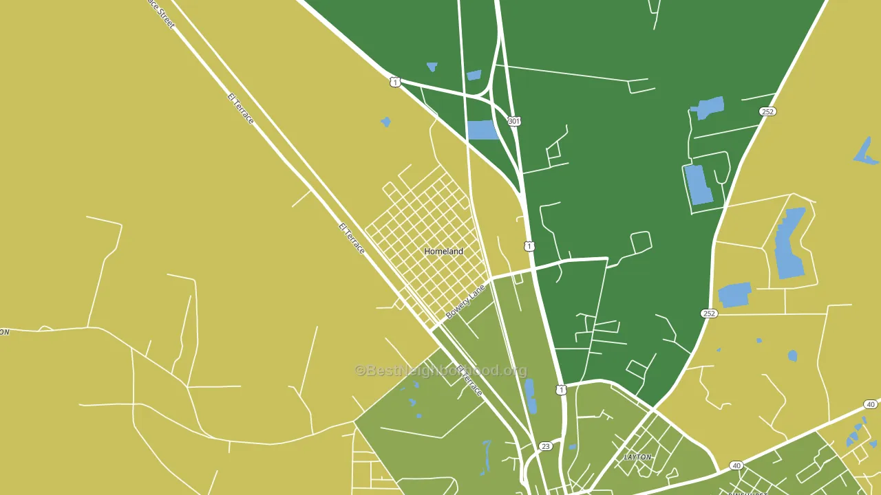 Homeland, GA block-group voter-turnout map