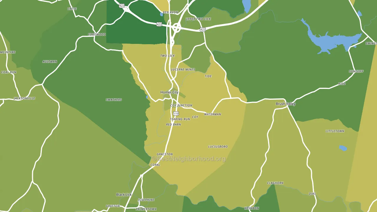 Homer City, PA block-group voter-turnout map