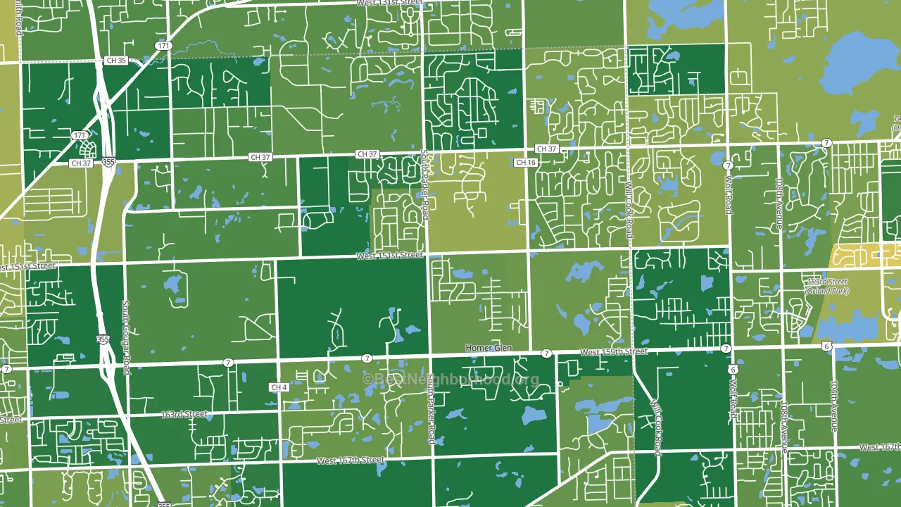 Homer Glen, IL block-group voter-turnout map