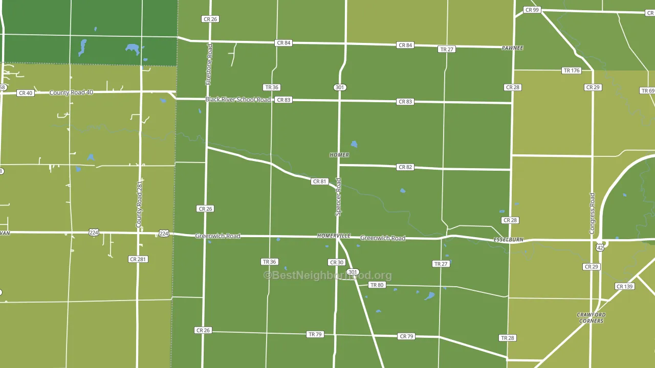 Homerville, OH block-group voter-turnout map