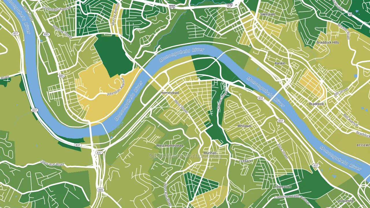 Homestead Park, Homestead, PA block-group voter-turnout map