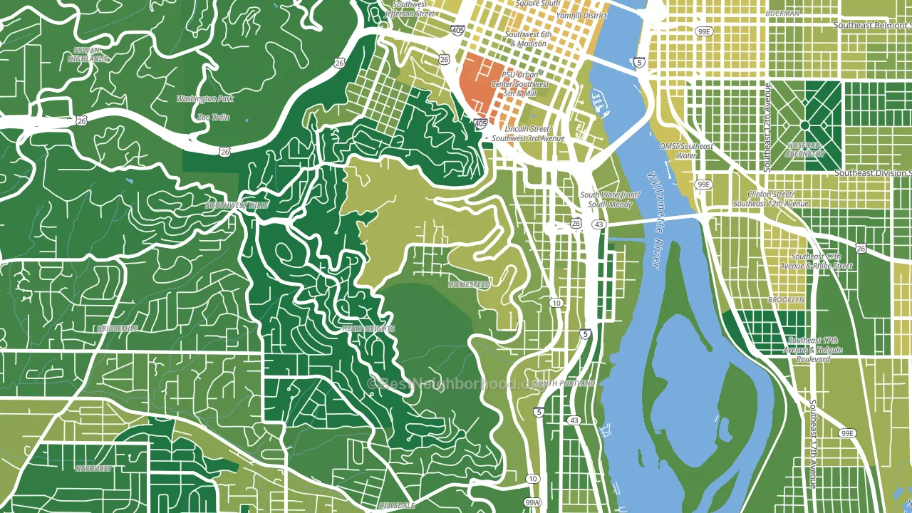 Homestead, Portland, OR block-group voter-turnout map