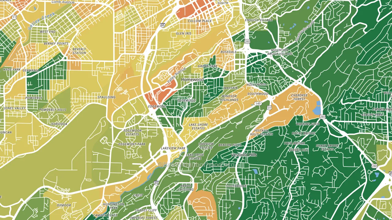 Homewood, AL block-group voter-turnout map