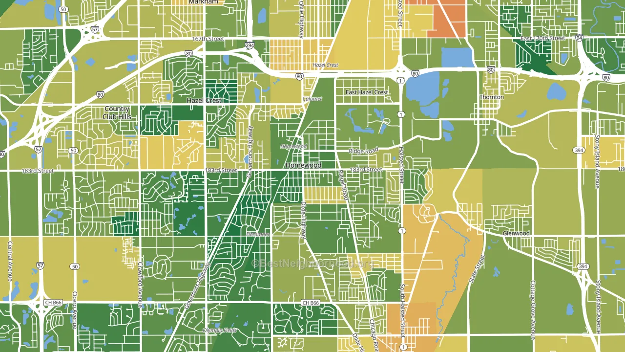 Homewood, IL block-group voter-turnout map
