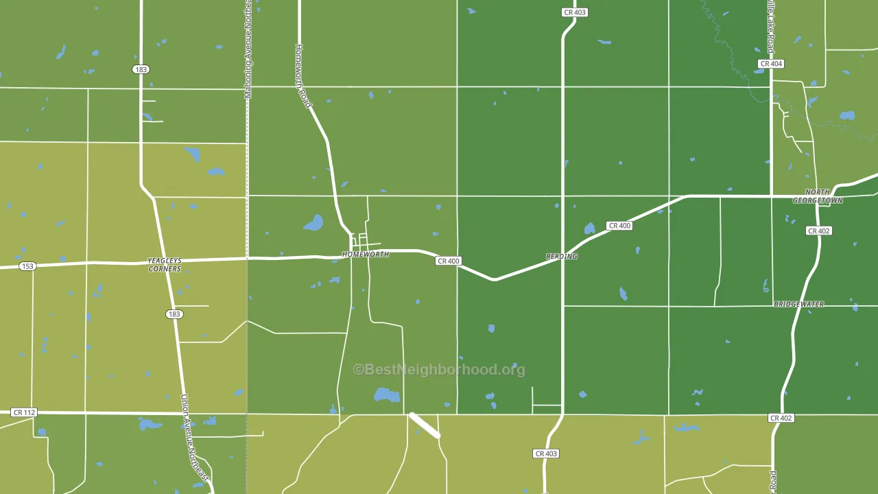 Homeworth, OH block-group voter-turnout map