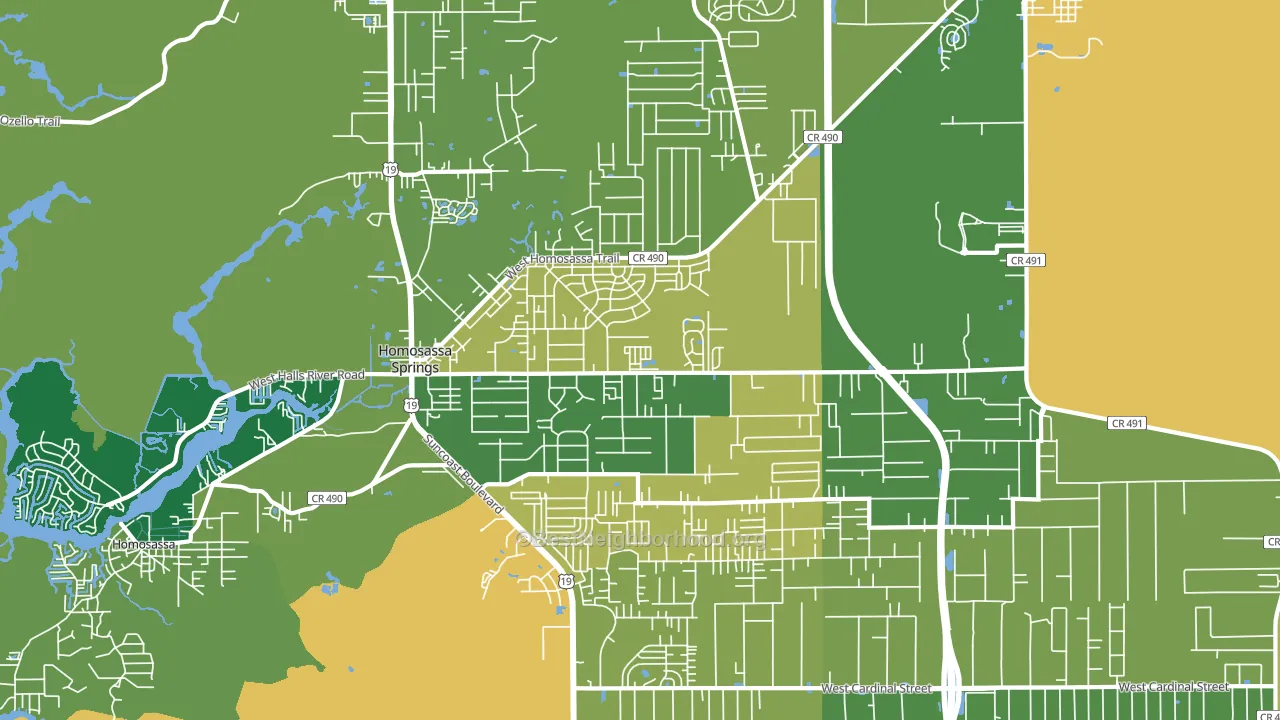 Homosassa Springs, FL block-group voter-turnout map
