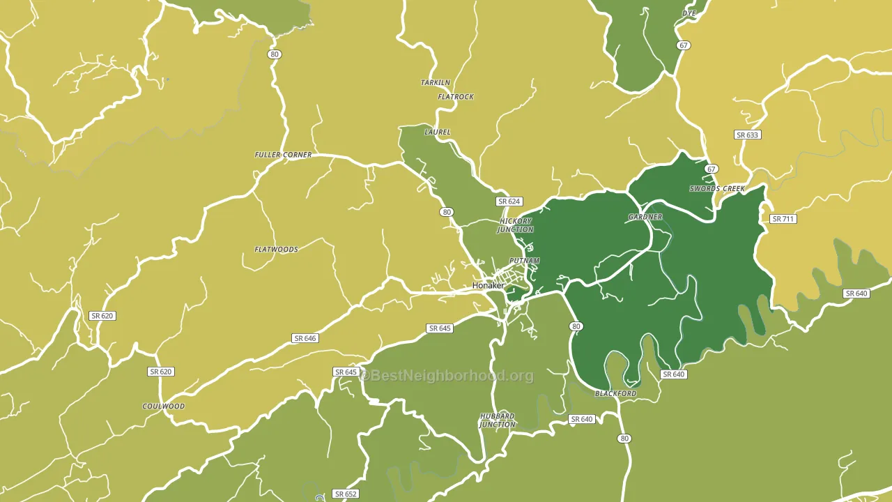 Honaker, VA block-group voter-turnout map