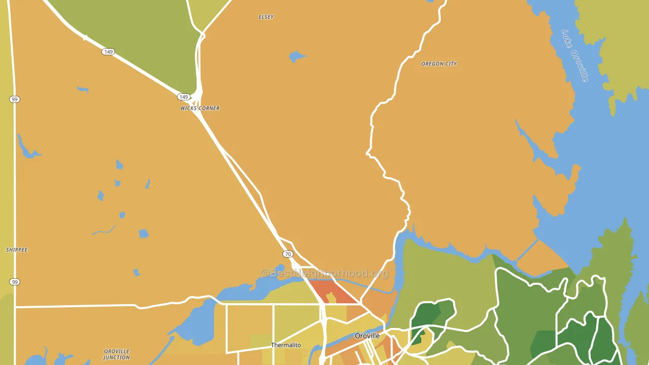 Honcut, CA block-group voter-turnout map
