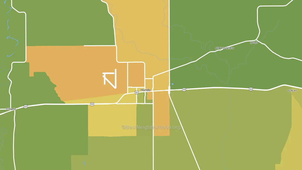 Hondo, TX block-group voter-turnout map
