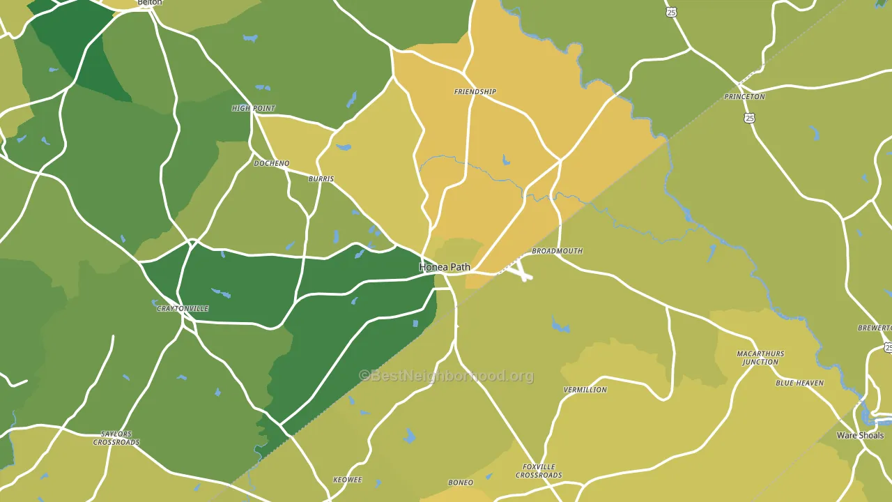 Honea Path, SC block-group voter-turnout map