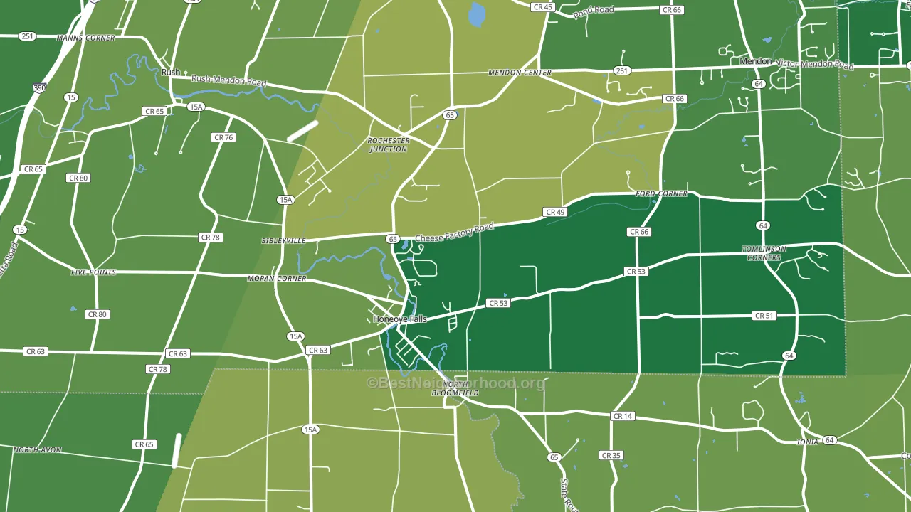 Honeoye Falls, NY block-group voter-turnout map