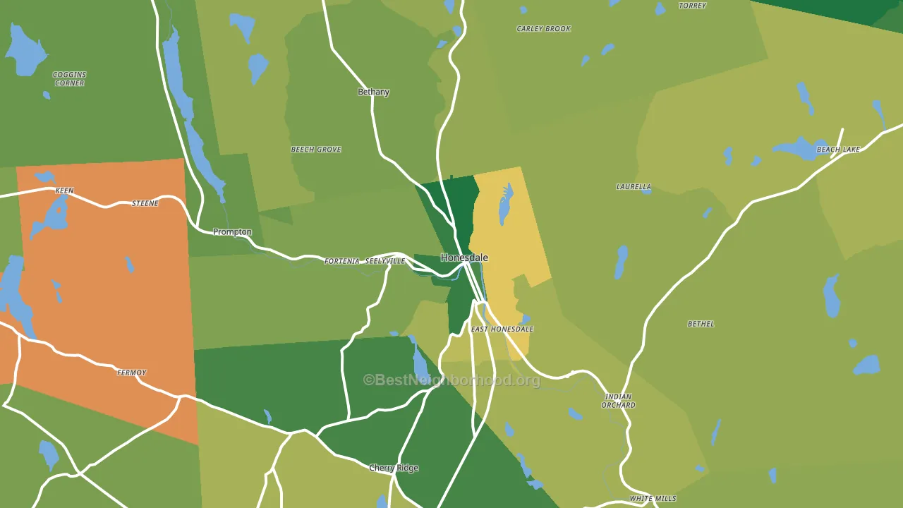 Honesdale, PA block-group voter-turnout map