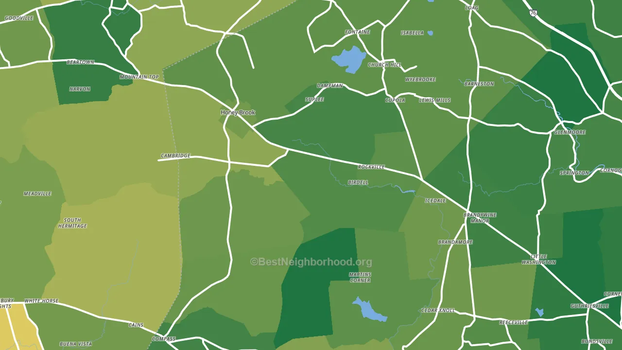 Honey Brook, PA block-group voter-turnout map