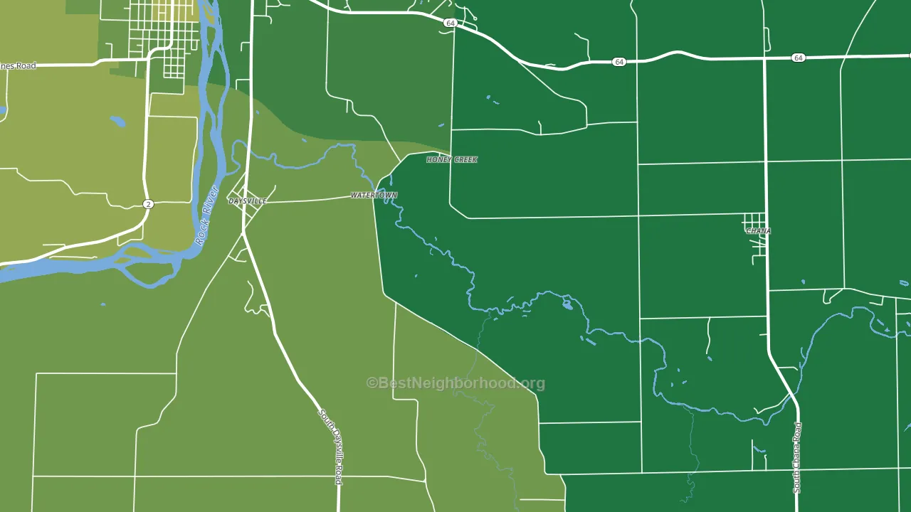 Honey Creek, IL block-group voter-turnout map