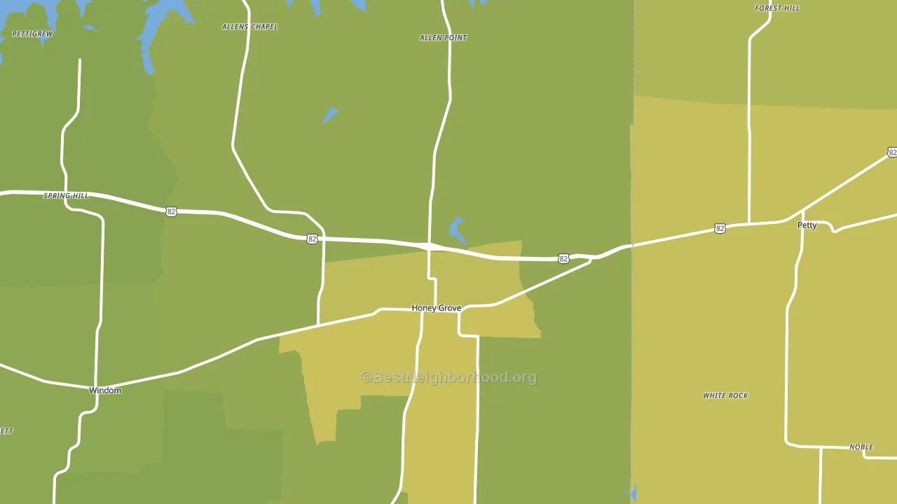 Honey Grove, TX block-group voter-turnout map