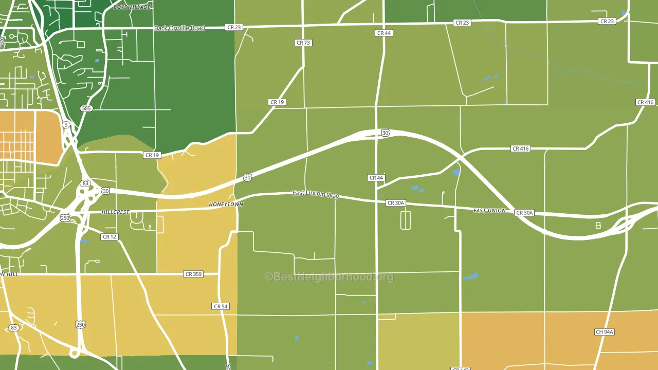 Honeytown, OH block-group voter-turnout map
