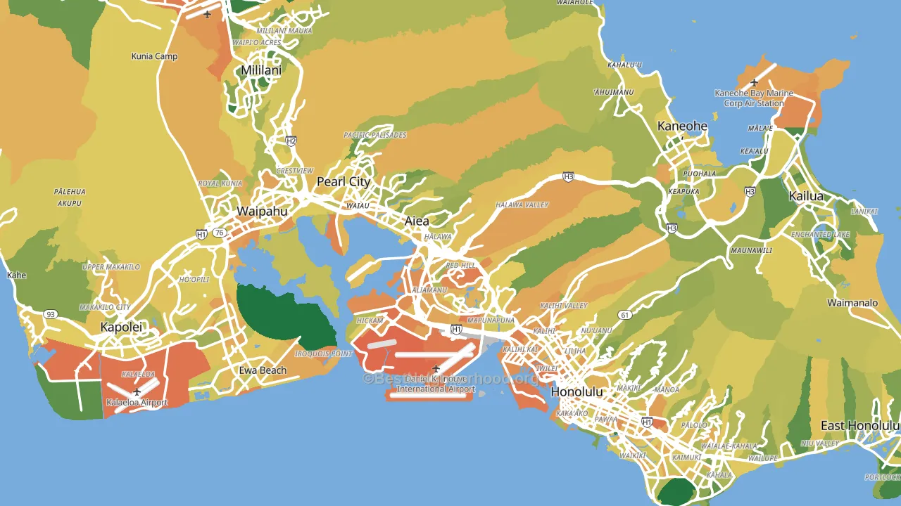 Honolulu County, HI block-group voter-turnout map