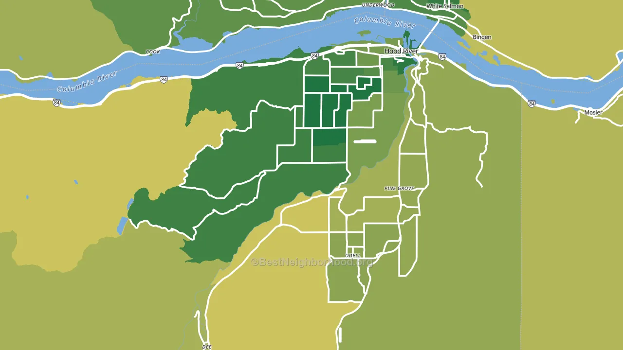 Hood River County, OR block-group voter-turnout map