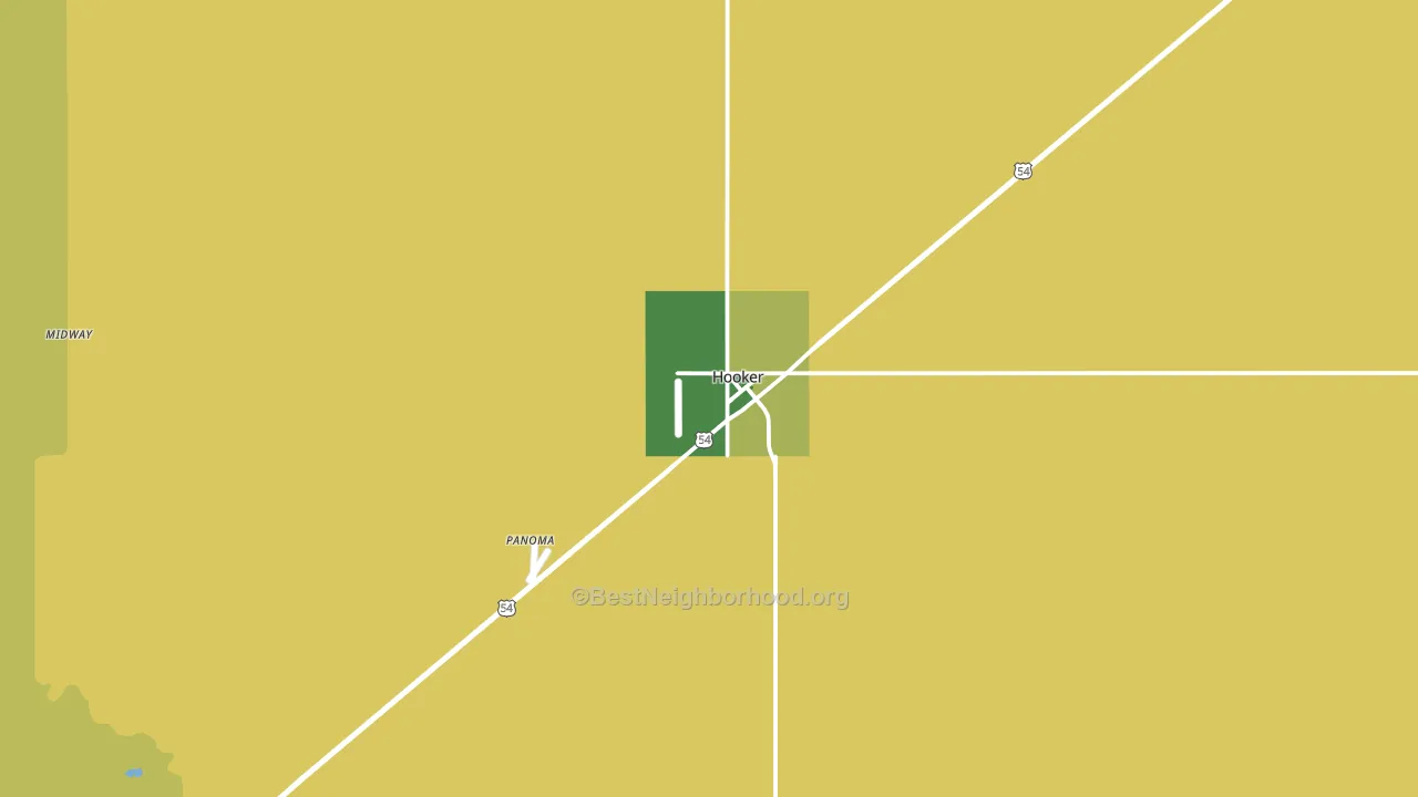 Hooker, OK block-group voter-turnout map