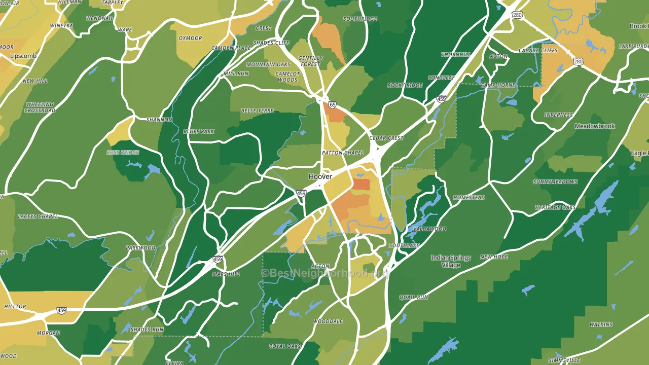 Hoover, AL block-group voter-turnout map