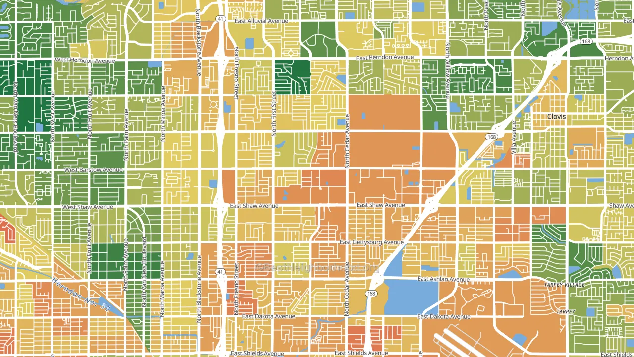 Hoover, Fresno, CA block-group voter-turnout map