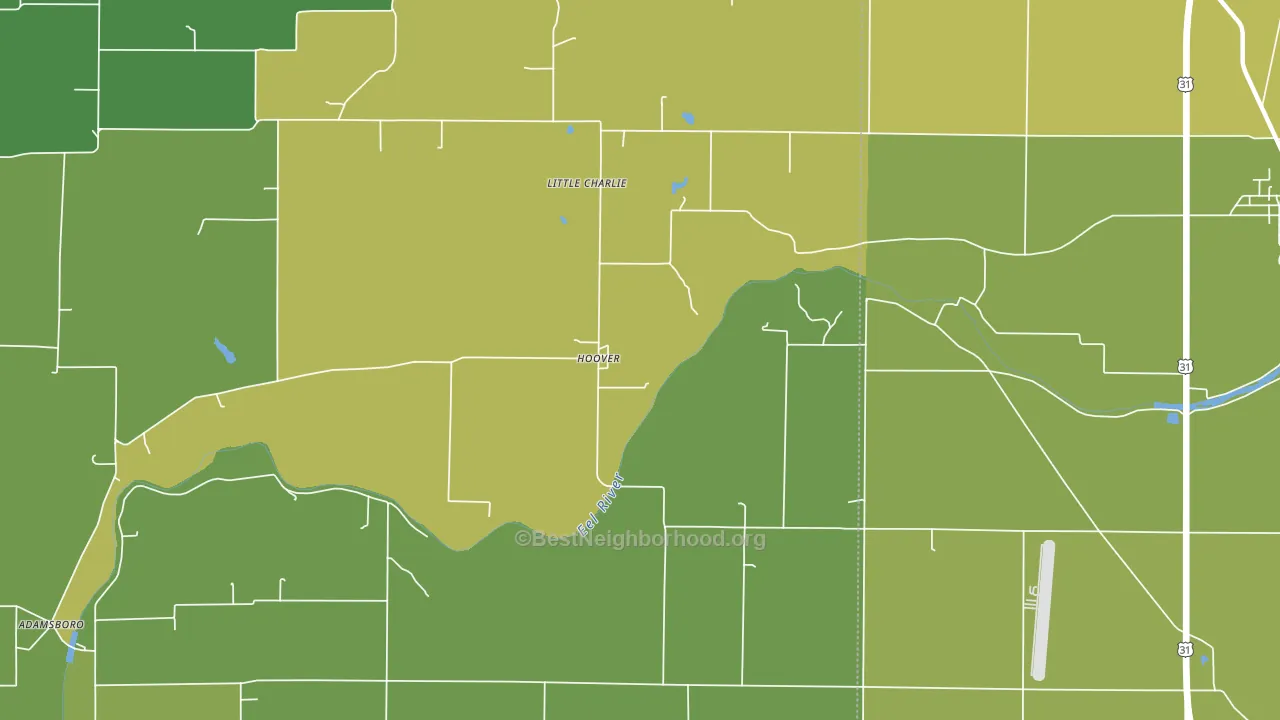 Hoover, IN block-group voter-turnout map