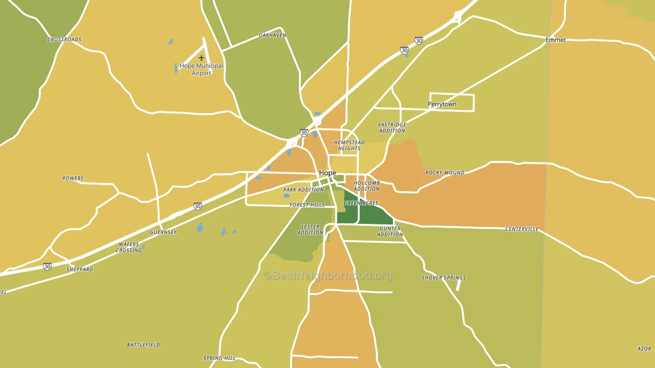 Hope, AR block-group voter-turnout map
