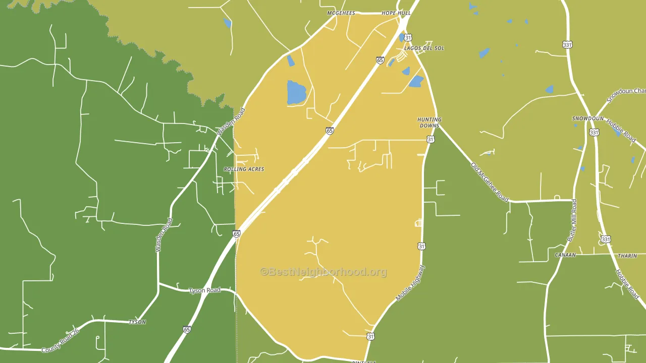 Hope Hull, AL block-group voter-turnout map