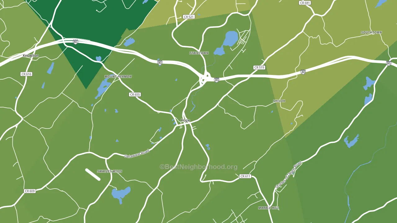 Hope, NJ block-group voter-turnout map