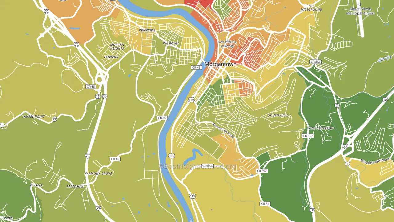 Hopecrest, Morgantown, WV block-group voter-turnout map