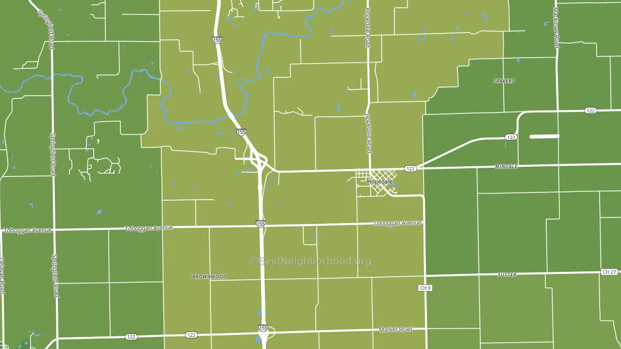 Hopedale, IL block-group voter-turnout map