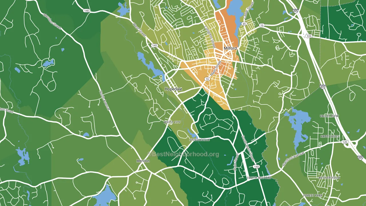 Hopedale, MA block-group voter-turnout map