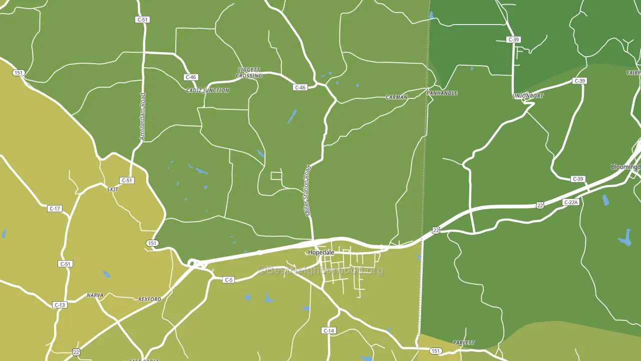 Hopedale, OH block-group voter-turnout map