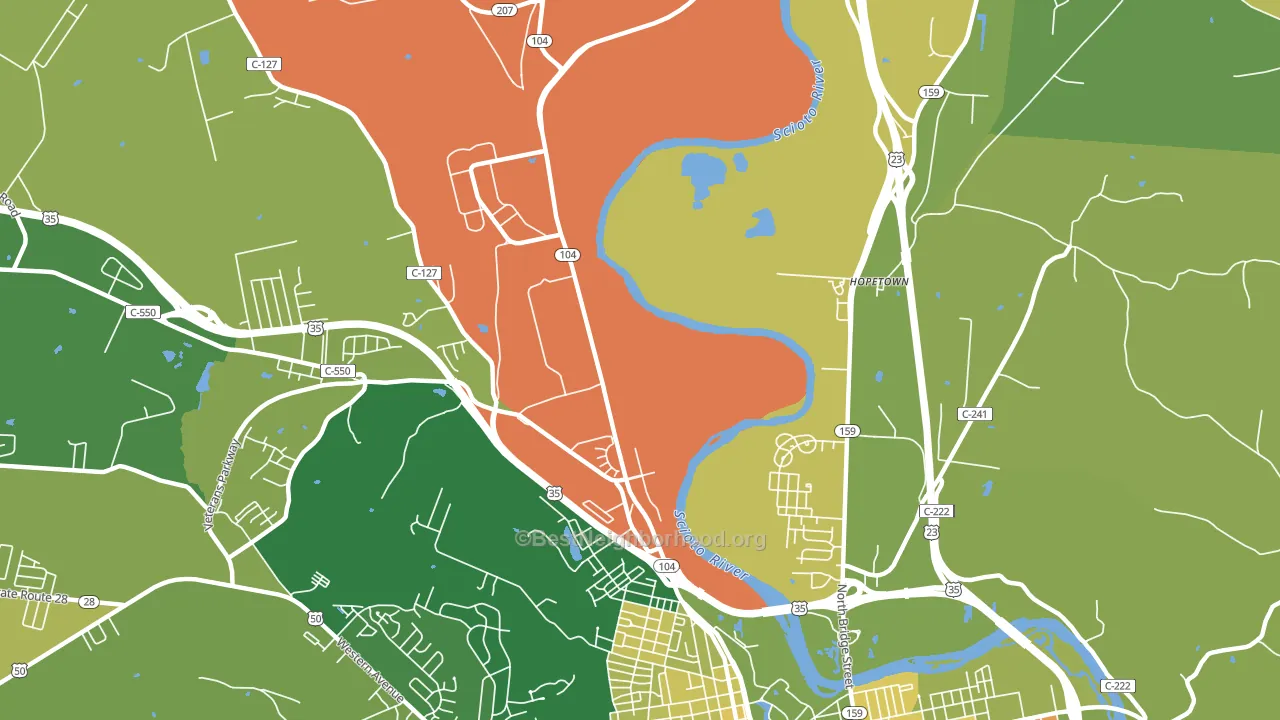 Hopetown, OH block-group voter-turnout map