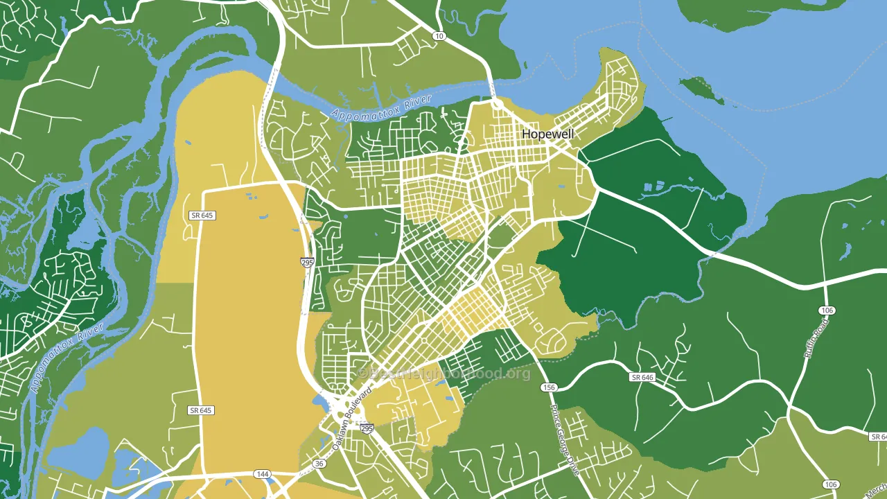 Hopewell City, VA block-group voter-turnout map