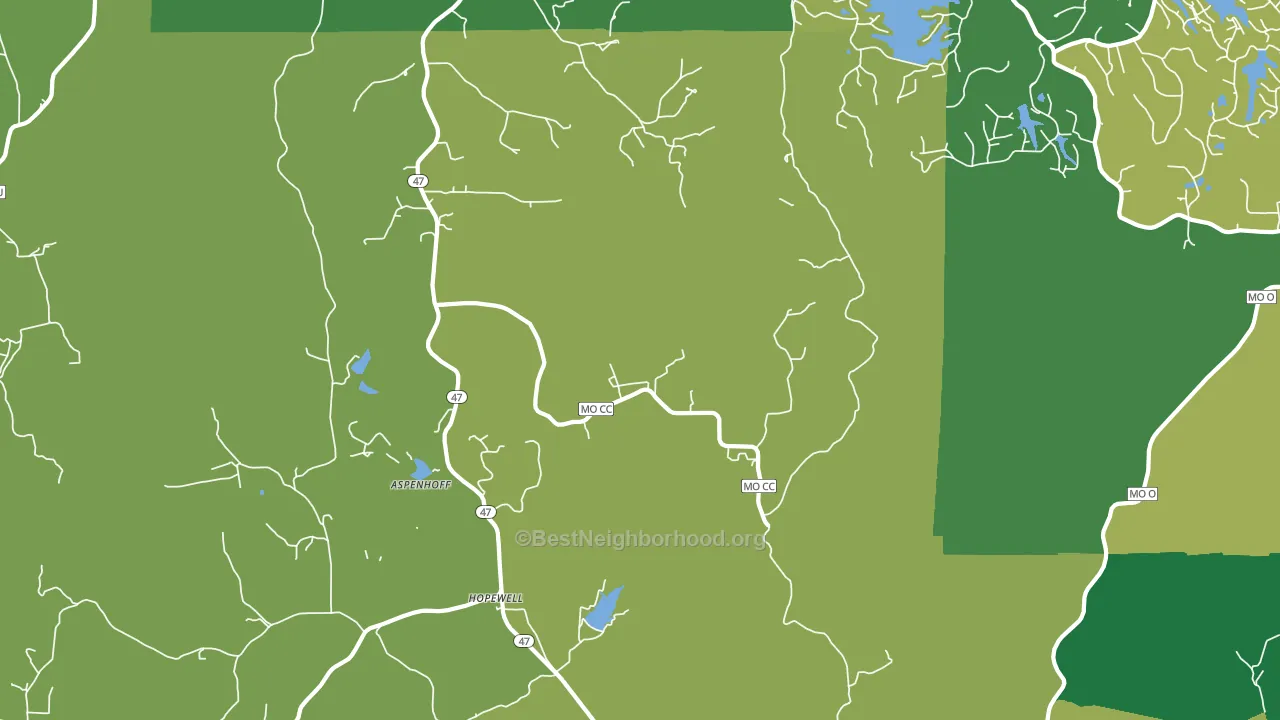 Hopewell, MO block-group voter-turnout map