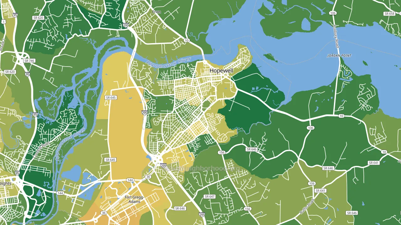 Hopewell, VA block-group voter-turnout map