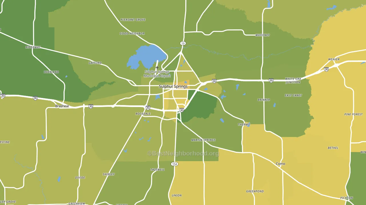 Hopkins County, TX block-group voter-turnout map